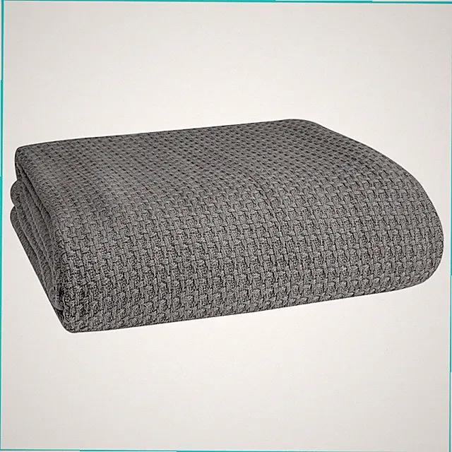 100% Cotton Bed Blanket, Breathable Bed Blanket King Size, Cotton Thermal Bla...