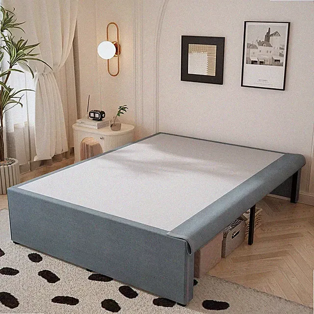 18 Inch King Bed Frame with Fabric Cover, Heavy Duty King Platform Bed Frame Sup