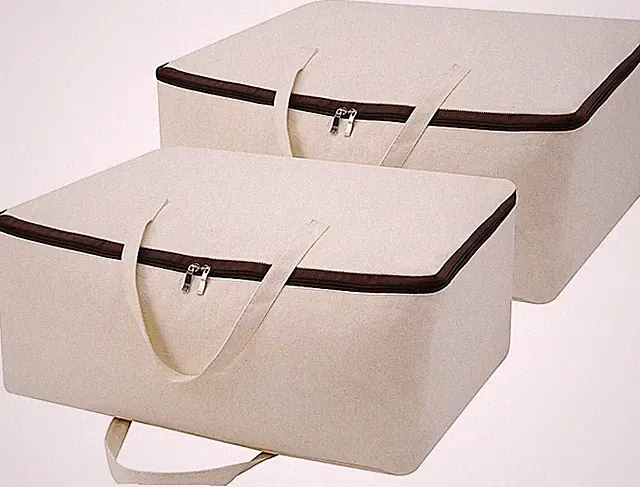 2-Pack Heavy Duty Canvas Cotton Storage Bags for King/Queen Duvets Soft