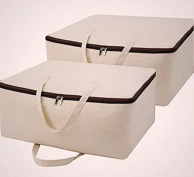 2-Pack Heavy Duty Canvas Cotton Storage Bags for King/Queen Duvets | Soft & B...