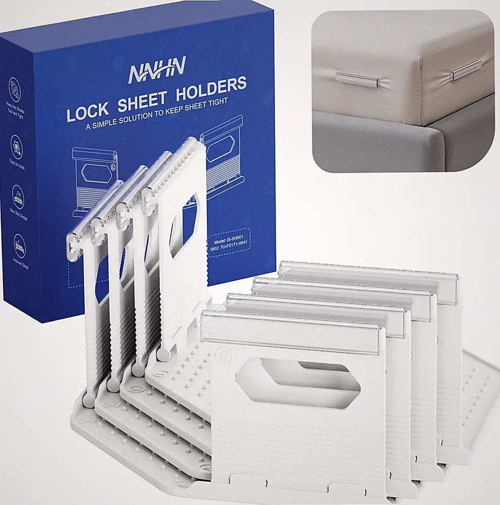 4 Lock Sheet Holders Heavy Duty Bed Sheet Clips for Corners No Slip Wrinkle Free