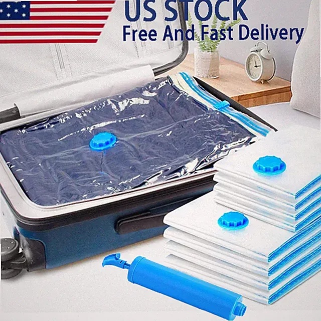 5/10 Jumbo Vacuum Storage Bags Bedding Clothes Seal Travel Space Saver w/ Pump