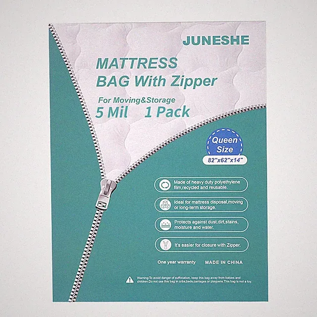 5 Mil Queen Size Mattress Bag with Zipper for Storage Moving, Heavy Duty Plas...