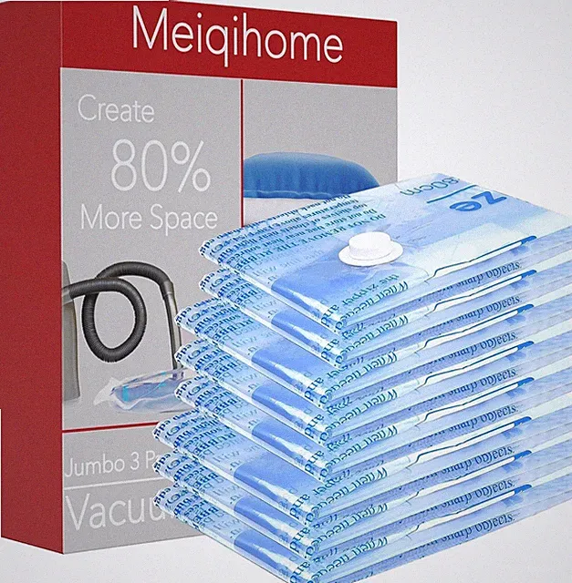 8 Pack Vacuum Storage Bags Space Saver Sealer for Clothes Bedding Pillows