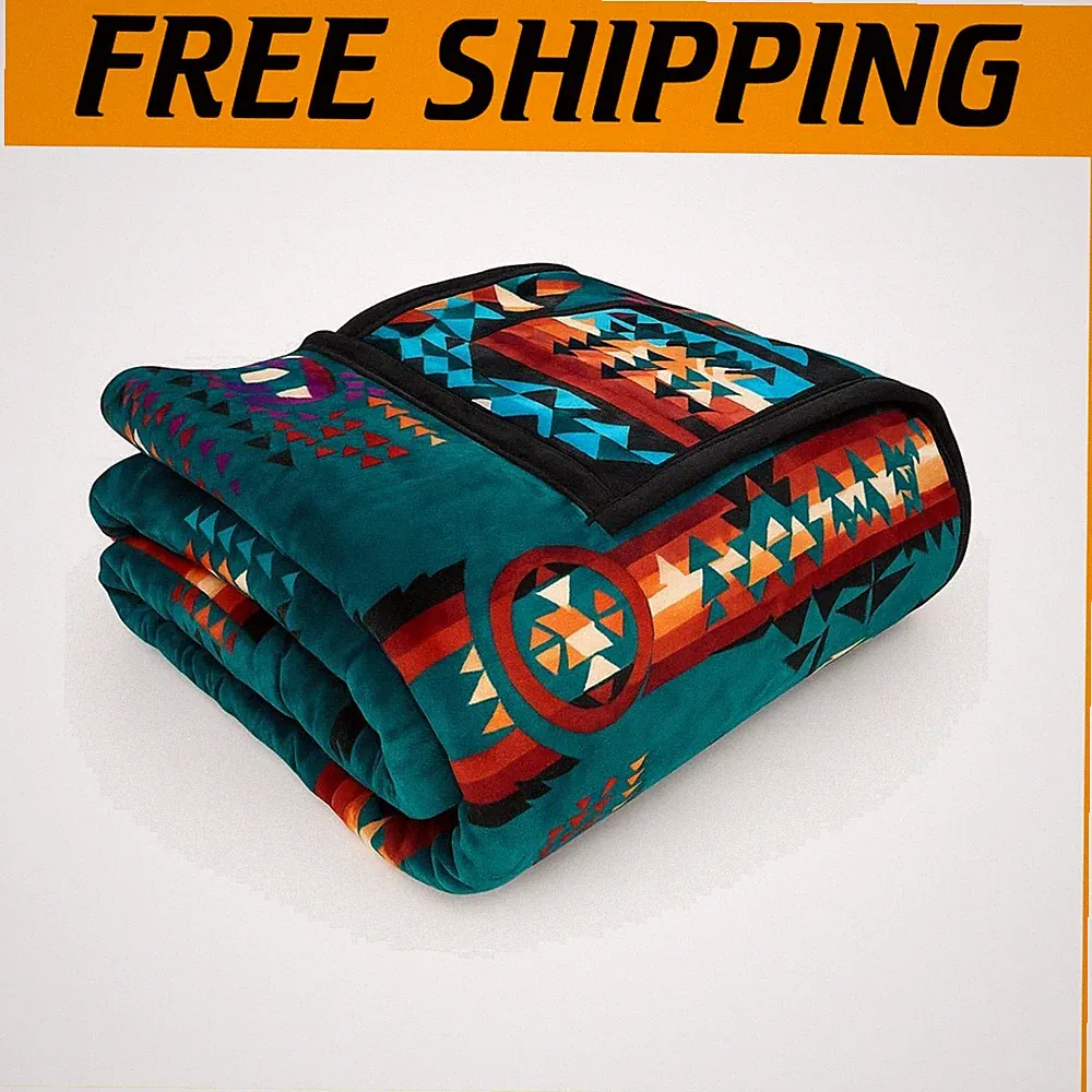 Aztec Blanket Fleece, Reversible Southwest Throw=