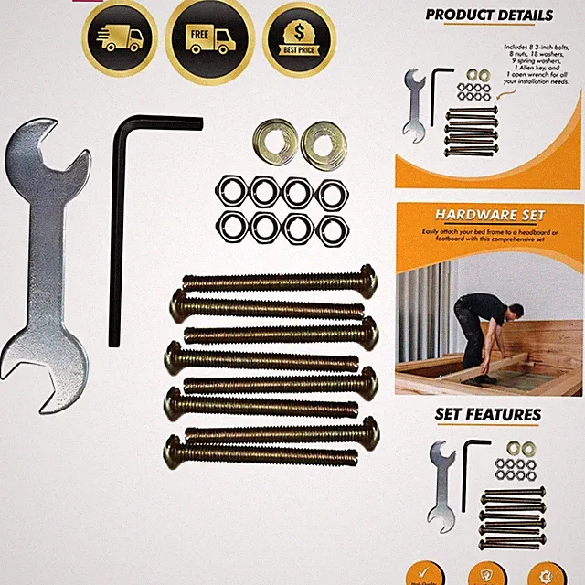 Bed Frame Hardware Set - Heavy Duty Screws and Bolts for Metal Bed Frame - At...