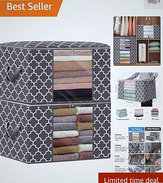 Breathable 100L Storage Bags with Sturdy Zippers - Organize Bedding and More