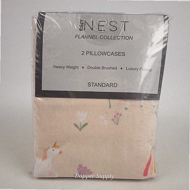 Cozy Nest Flannel Heavy Weight 20x30" Pillowcases Set of 2 Unicorns Flowers New