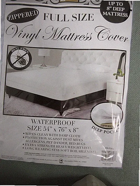 FULL/DOUBLE VINYL MATTRESS COVER HEAVY DUTY FULLY ZIPPERED 54 X 76X 8 BRAND NEW