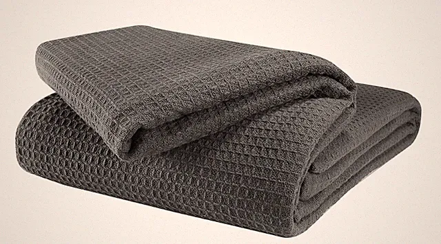 Glamburg 100% Cotton Thermal Blanket, Breathable King Size Waffle Blanket, Ch...