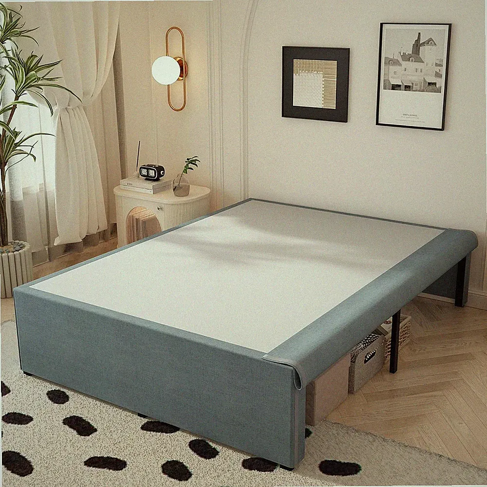 Heavy Duty 18" King Bed Frame, Fabric Cover, Easy Assembly, Noise Free, Black