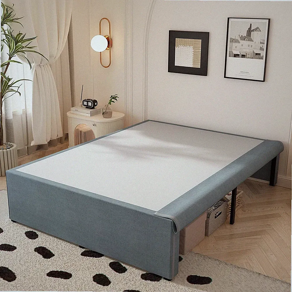 Heavy Duty Queen Bed Frame, 18" Fabric Cover, No Box Spring Needed, Noise Free