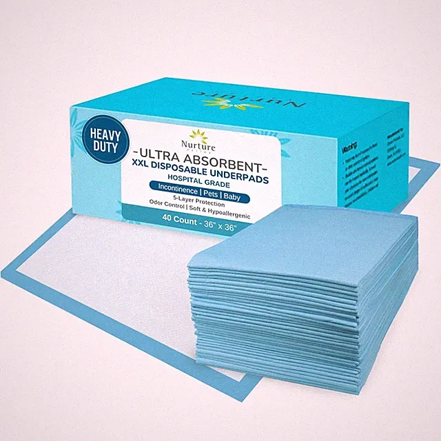 Heavy Duty Ultra Absorbent Bed Pads w/Adhesive XL 36 x 36 by Nurture-40 COUNT