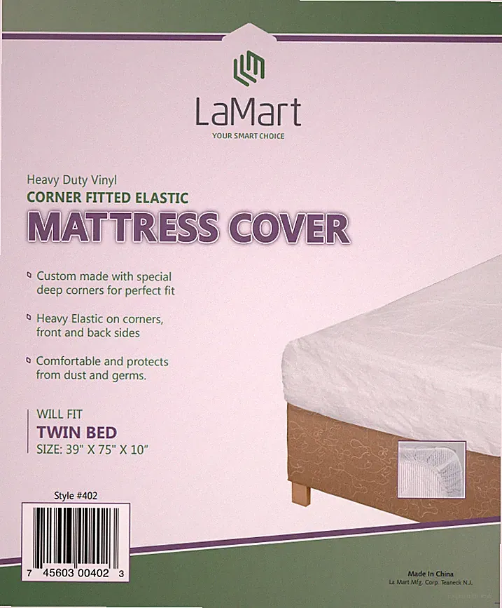 Heavy-Duty Vinyl fitted corners elastic Waterproof Mattress Cover, 39"x75"x10"