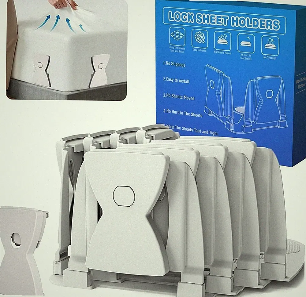 Lock Bed Sheet Holders Set of 4, Heavy Duty Fitted Sheet Locks Keep Sheets Firm
