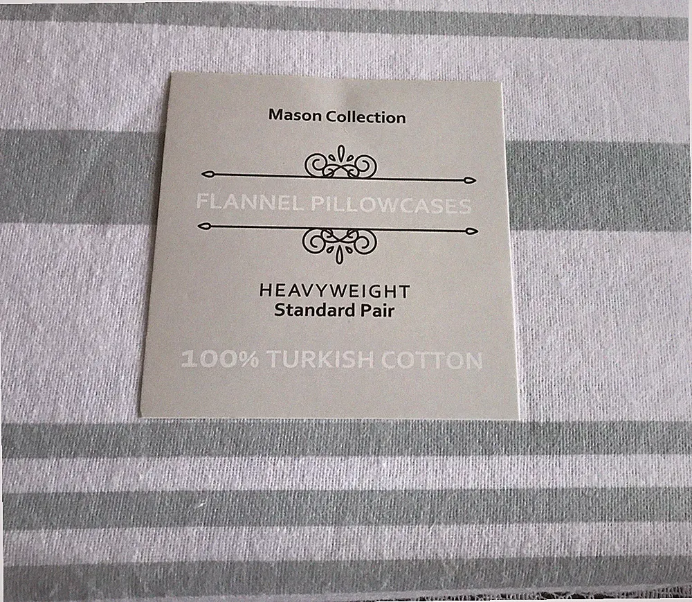 Mason Collection Flannel STANDARD Heavy Weight Pillowcases Set of 2 STRIPES New