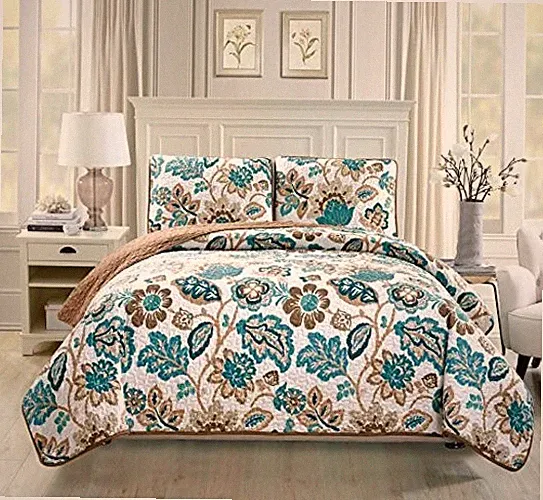 Mk Collection 2pc Bedspread Coverlet Quilted Floral Off Twin/Twin Extra Long