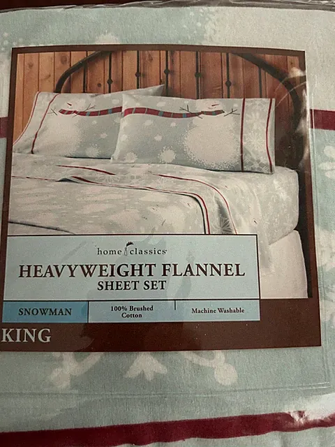 NWT Snowman King Size Flannel Sheet Set - Heavy Duty