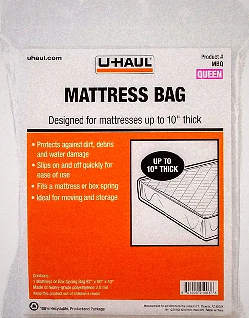 Queen Mattress Bag – Heavy-Duty Plastic Protection – 92" X 60" X 10" (1-Pack)