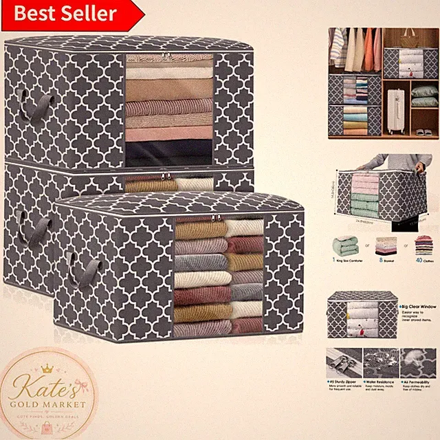 Reinforced Handle Large Capacity Storage Bags, 100L - Organizers for Bedding