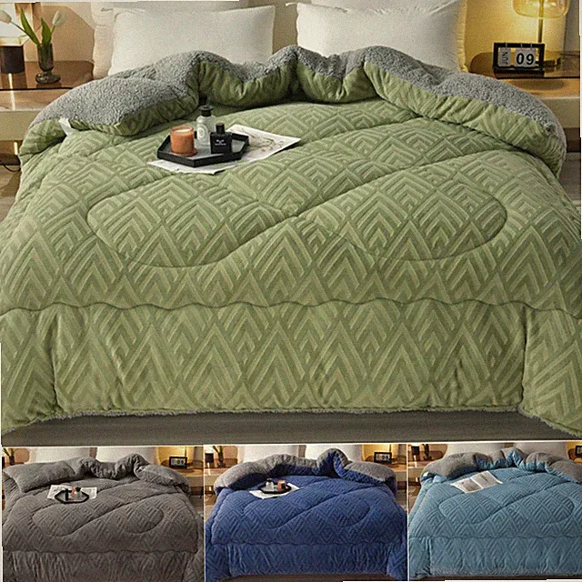 Reversible Super Thick Winter Comforter Plush Down Alternative Quilted Comforter