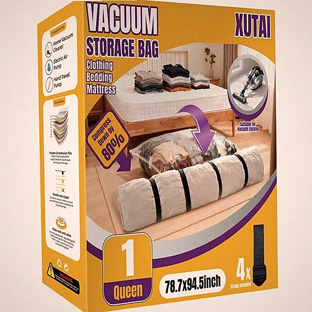 Space-Saving Vacuum Seal Mattress Bag - Ideal for Moving & Storage, Queen Size
