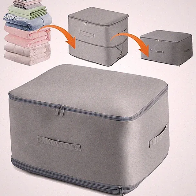 Storage Bag for Duvet Closet Containers Space-Saving Self Compression Organizer