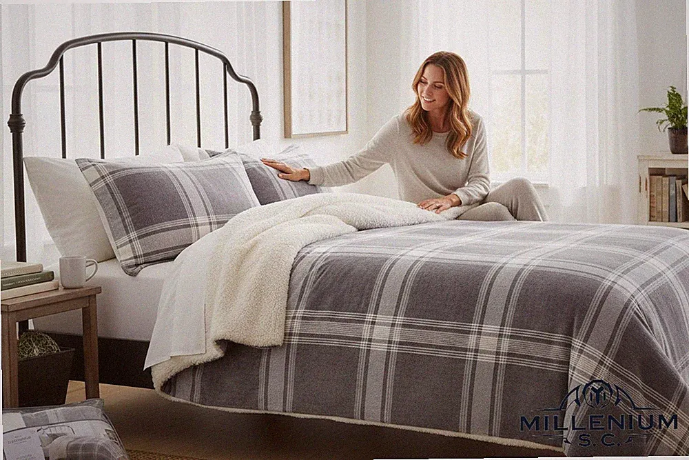 Threshold Reversible Plaid Sherpa Comforter Set Queen 3pc Plush Winter Bedding