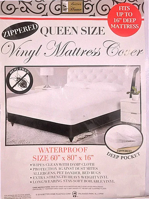 Vinyl Mattress Cover Zippered Encasement Protector Heavy Duty Deep Pocket (Qu...