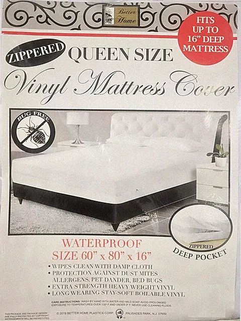 Vinyl Mattress Cover Zippered Encasement Protector Heavy Duty Queen, White