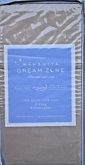 Wamsutta Dream Zone 2 King Pillowcases Cotton Fits 20" X 36" Pillow - Canvas